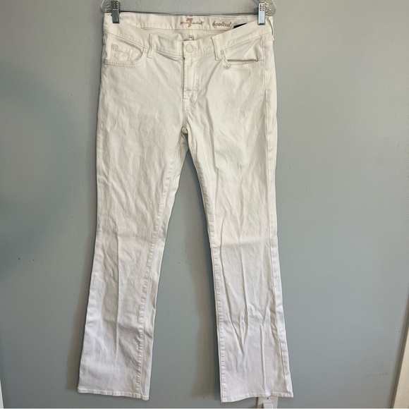 7 For All Mankind Womens Low Rise Bootcut Jeans Sz 31 White Denim Y2K Long - Picture 1 of 13